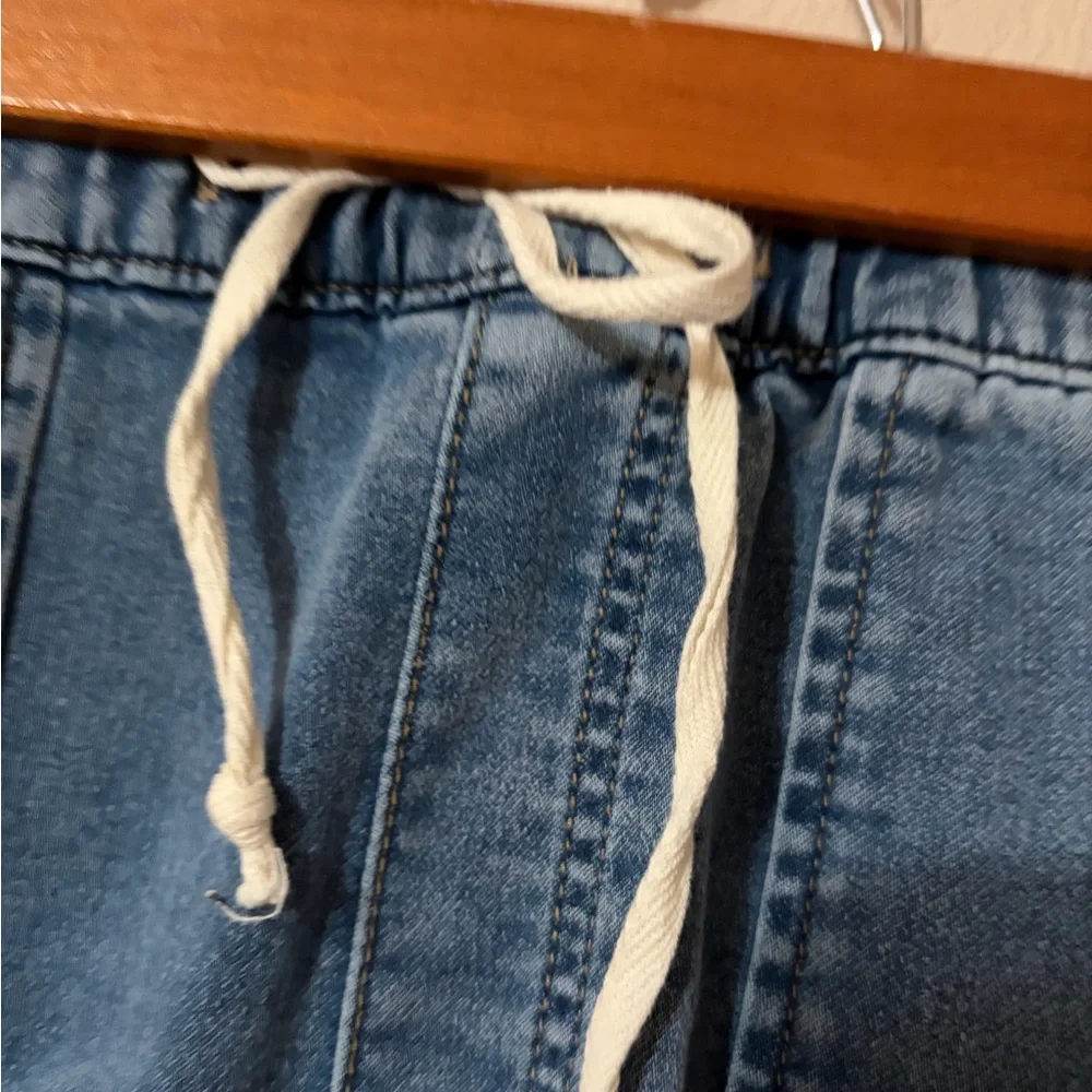 Rewash American Original Wide Leg Knit Denim Jeans Elastic Waist Blue - Picture 5 of 9